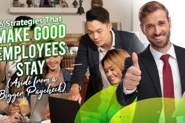 Group of employees giving thumbs up with a success strategy overlay