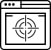 Targeted webpage icon with pointer symbol for goal setting or focus.