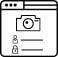 ID card layout in a browser window icon representing user identification or profiles.
